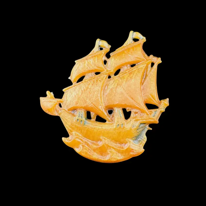 Vintage Celluloid Clipper Ship 1.75” x 1.75”