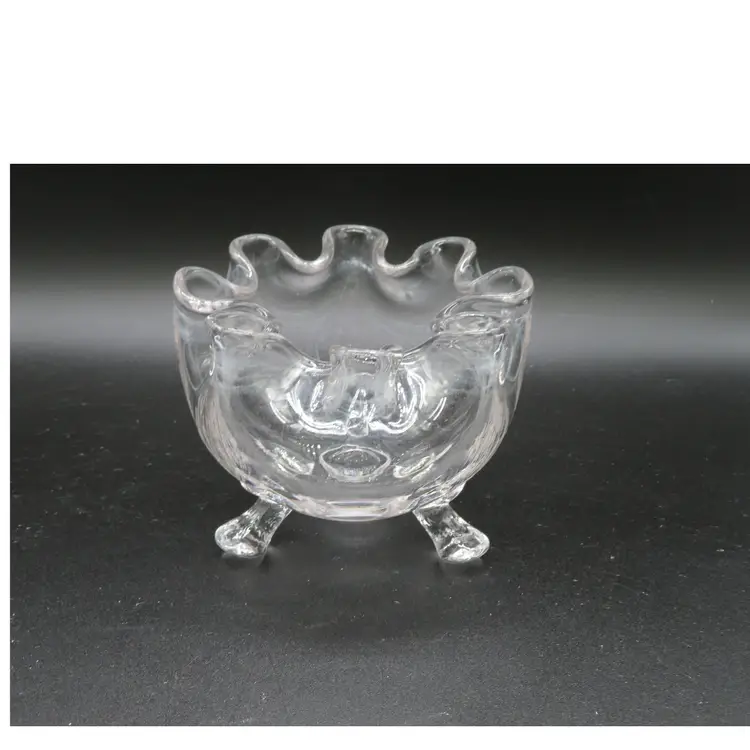 Vintage Rose Bowl Vase 3 footed Pinched Rim 4" dia