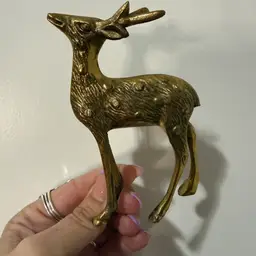 Mid Century Brass Fawn Deer Figurine 4.5x3”