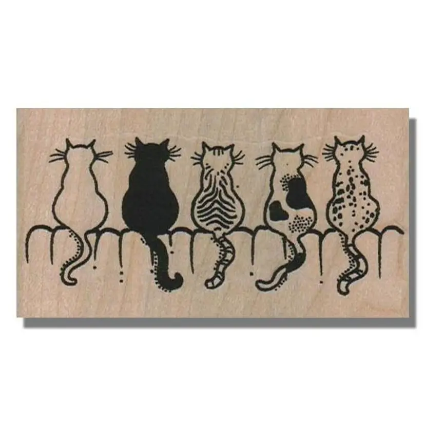 Fence Cats Rubber Stamp