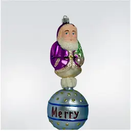 Radko Seasons Greetings Santa Ball Drop Hand Painted Glass Christmas Ornament
Purple •Green•Blue
7” T x 2-1/2” W