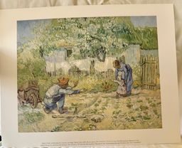 Vintage Art Print FIRST STEPS, AFTER MILLET: Vincent van Gogh, Dutch, 1853-1890.