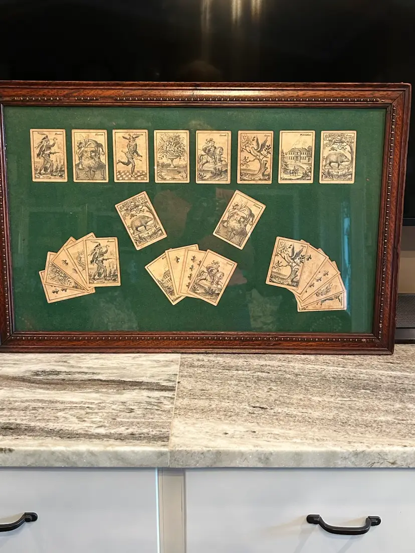 24 Framed 1890S Killekort Cuckoo Kille Campio Antique Playing Cards