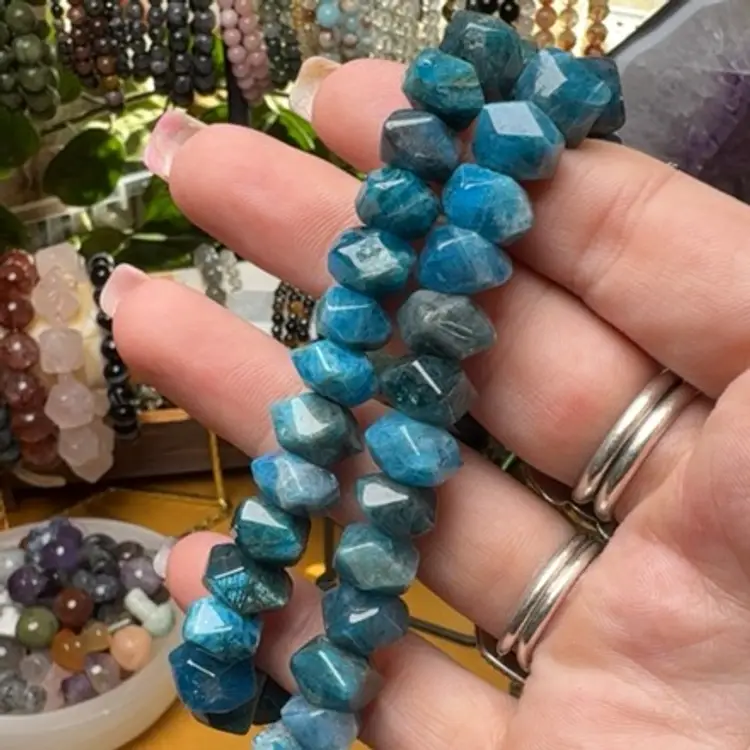 Blue Apatite Chunky Facet Bracelet