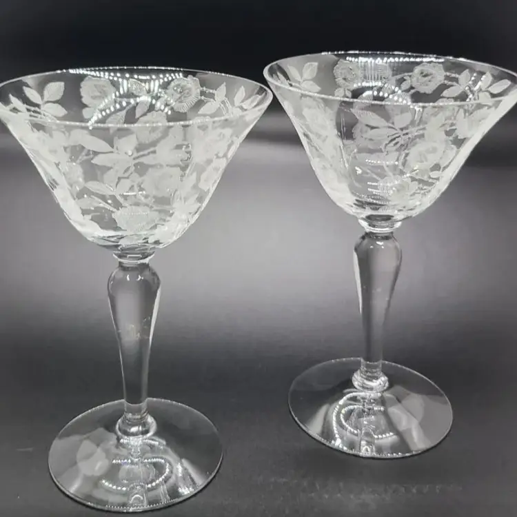 ( 6 ) Rose Marie by CAMBRIDGE RARE Elegant Champagne/ Tall Sherbet Crystal Clear