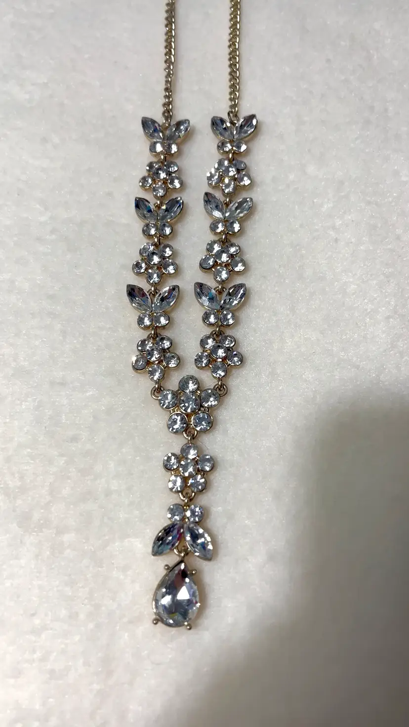 Vintage Clear Rhinestone Costume Jewelry Necklace