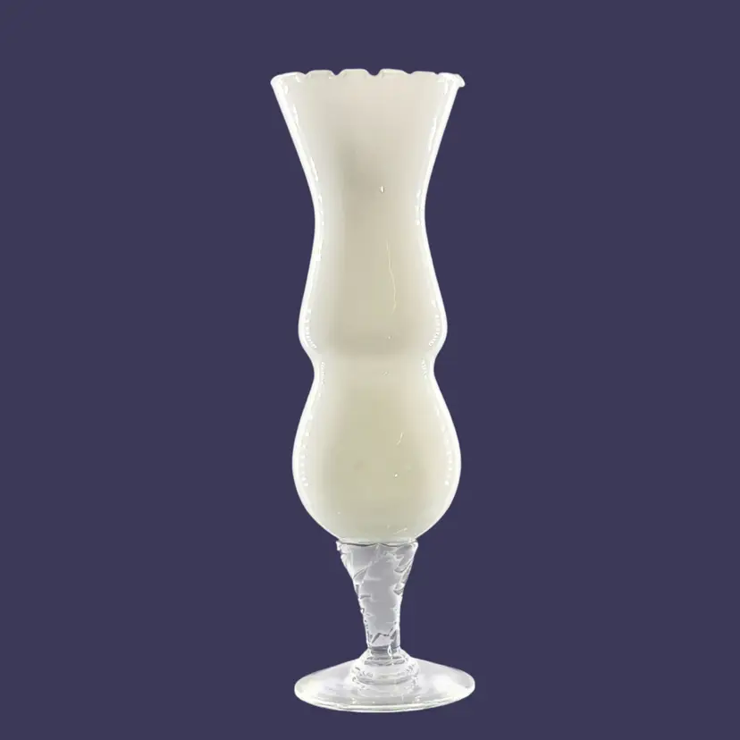 Art Glass Bud Vase Opaline Twisted Stem Hourglass Shape