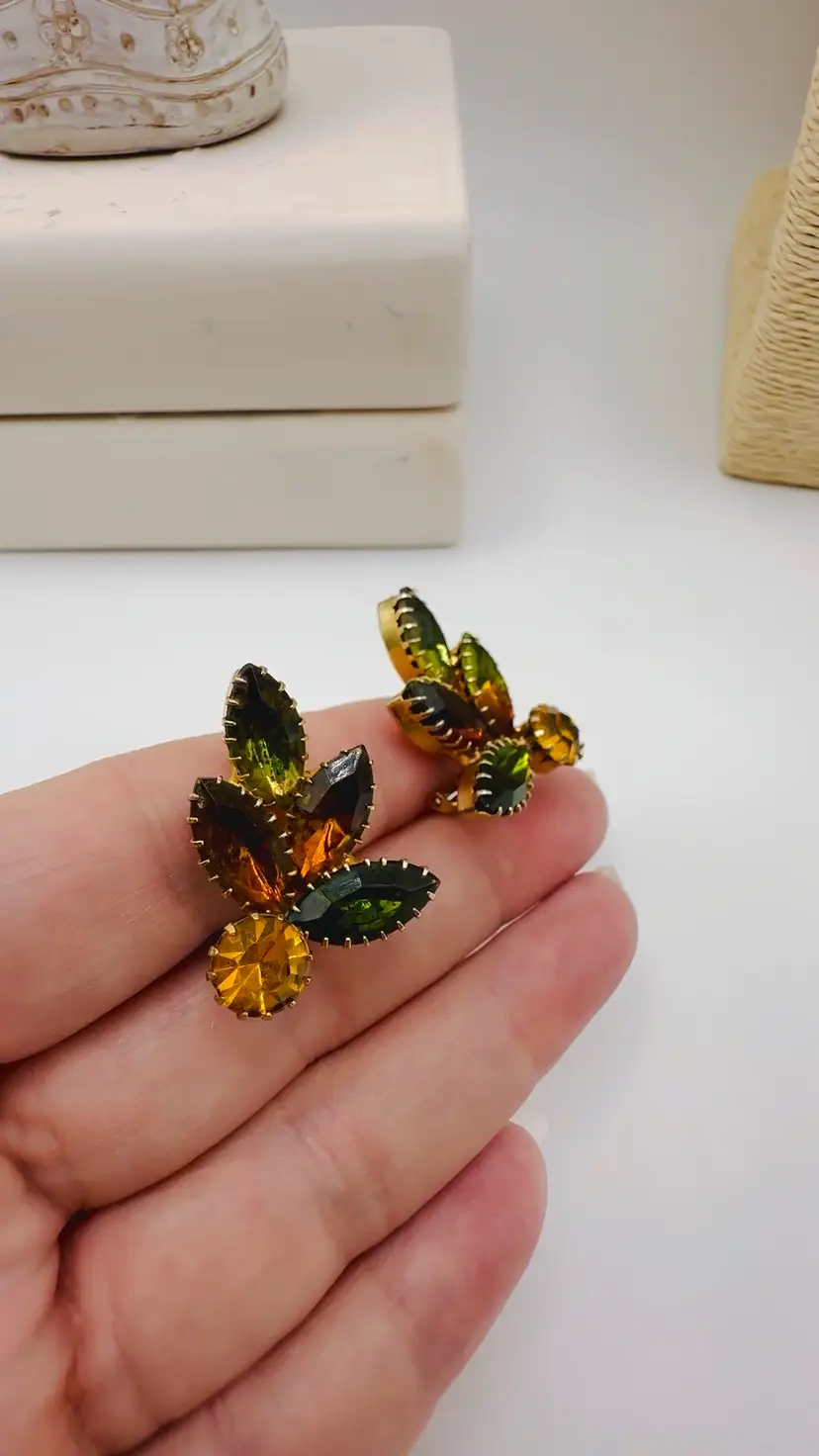 Vintage Juliana D & E Fall Leaves Clip Earrings