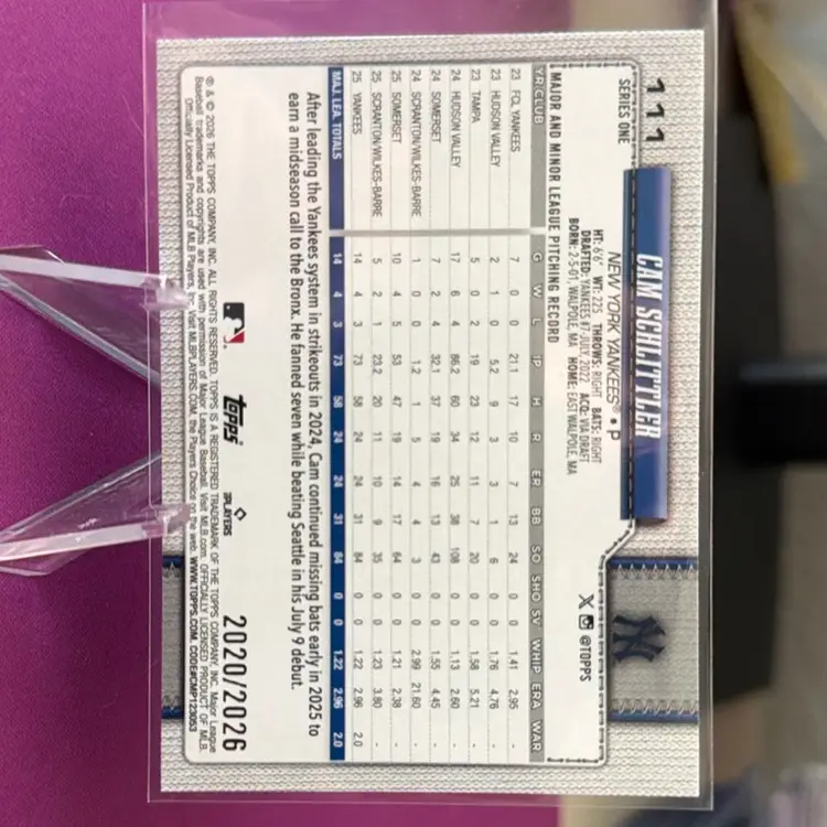 2026 Topps S1 Cam Schlittler RC Gold 2020/2026. New York Yankees