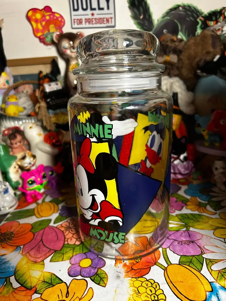 Vintage Disney Colorful Glass Canister