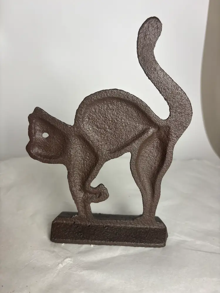 Set Of 2- Cast Iron Cat Door Stop Decor 6”