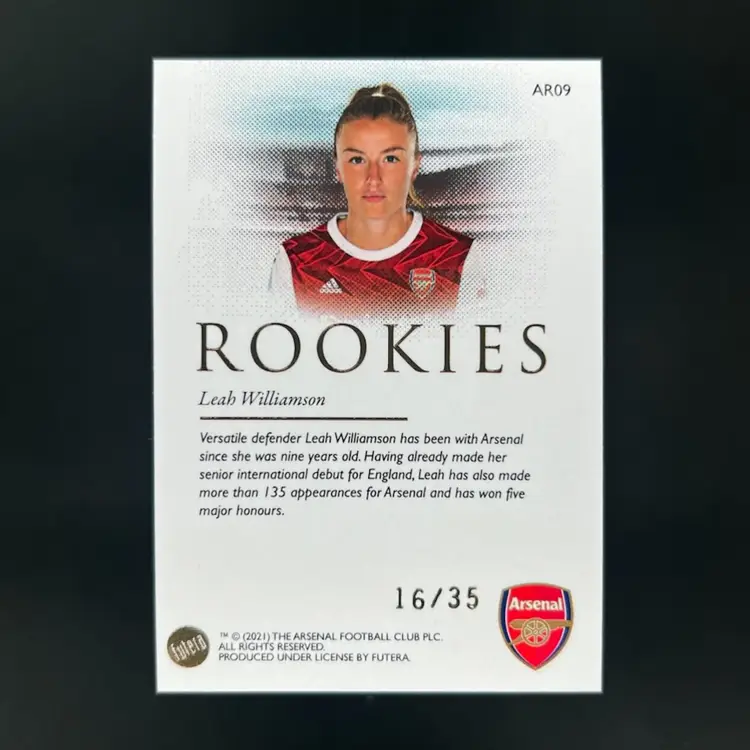 Leah Williamson 2021 Futera Rookies /35 Arsenal Soccer Card