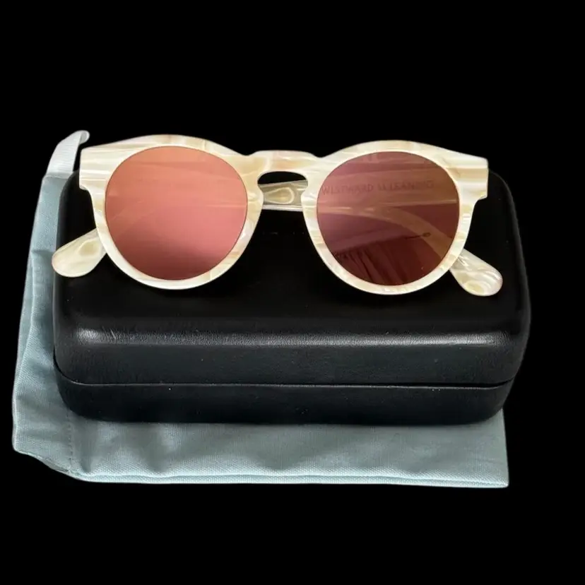 Westward Leaning Voyager 35 sunglasses polished white marble and blush tint lenses