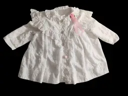 Vintage Eyelet Lace Infant Button Up Dress 12mo White Cottage Embroidered Floral