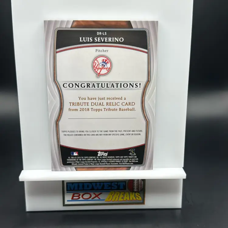 Luis Severino 35/99 Green Dual Relic 2018 Topps Tribute New York Yankees