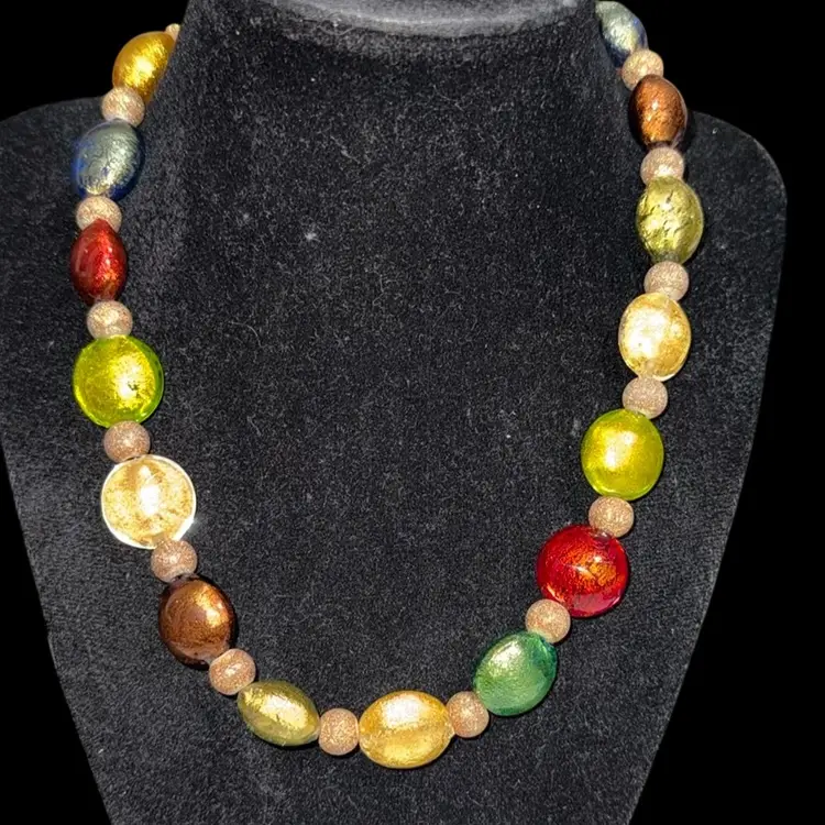 Beautiful Multicolor Glass Necklace with 925 clasp
