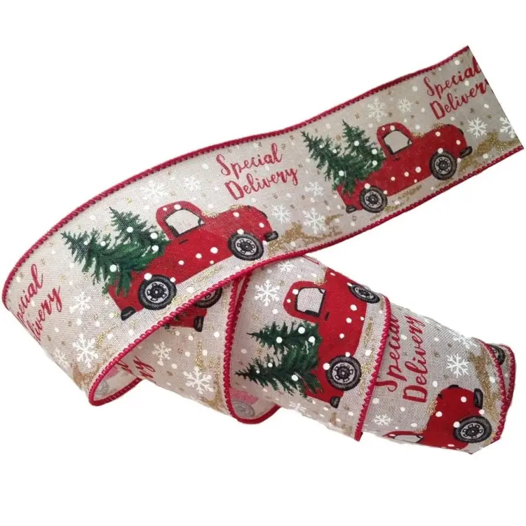 Red Truck Wired Ribbon 2.5”w x 50 Yards New