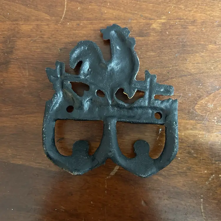Vintage Cast Iron Rooster Wall 2 Hook Key Ring holder Wall Hanger