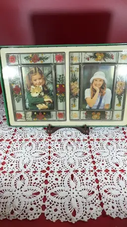 Vintage Dried Flowers Leaded Glass Picture Frames