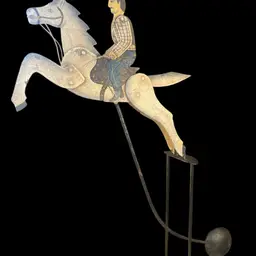 #01 Americana Metal Folk Art-Pendulum/Counterbalance Style that Balances on a Metal Base-Cowboy on Horse