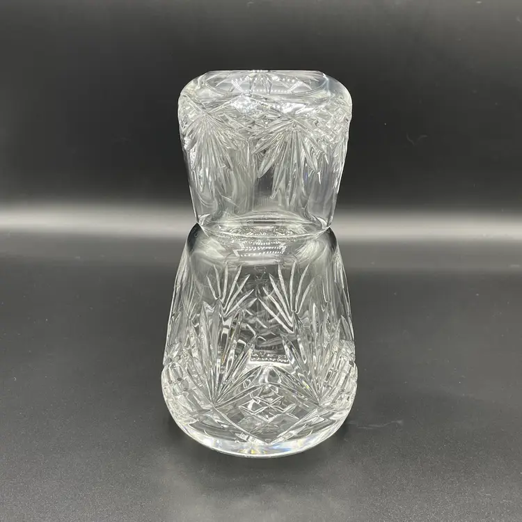 Crystal Tumble Up Set Fan Pattern Bedside Carafe Glass