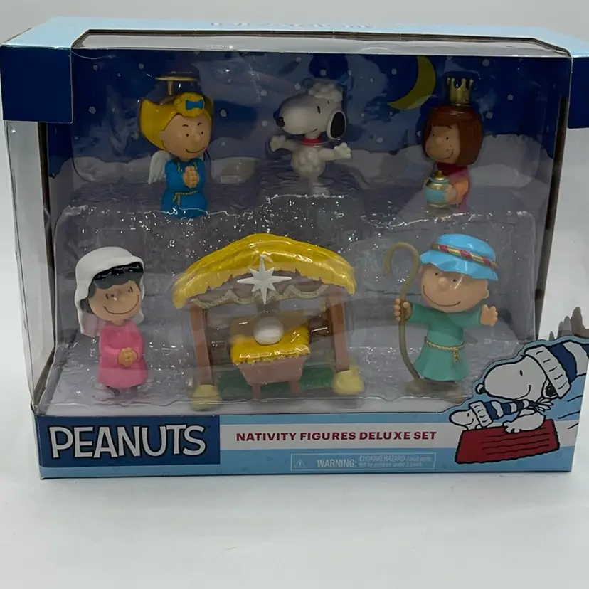 Peanuts Nativity Figures Deluxe Set Snoopy Charlie Brown Christmas Holiday New