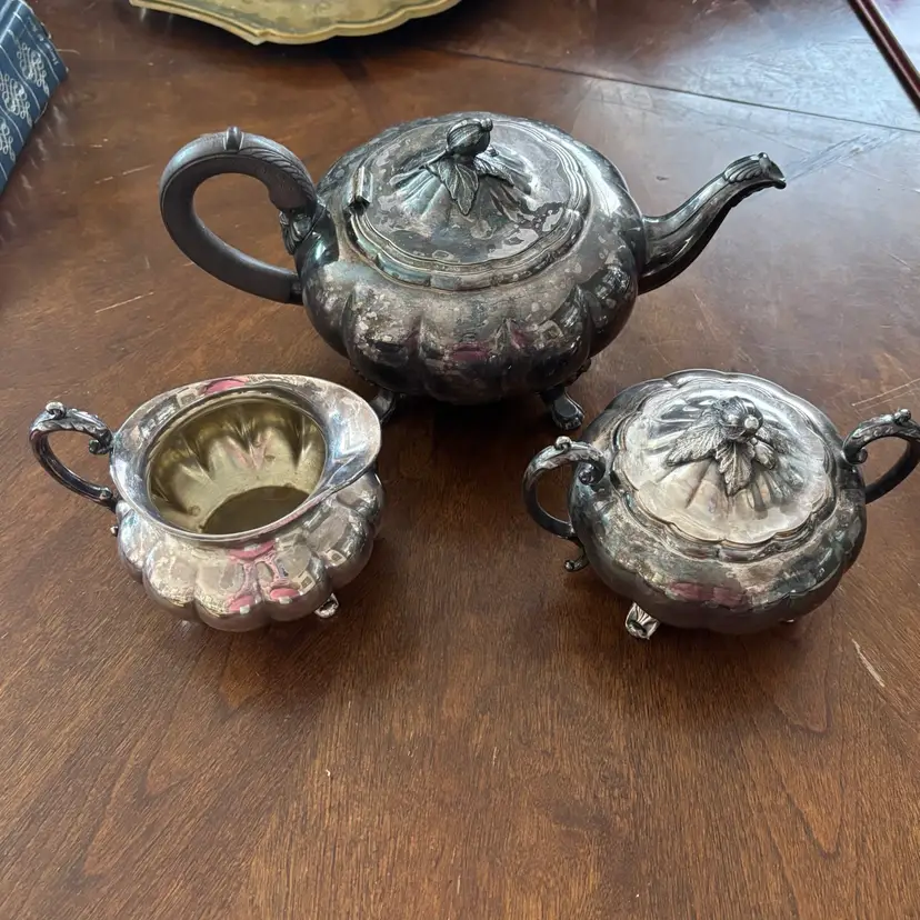 Vintage Oneida Community Melon Silver Plate Tea Set