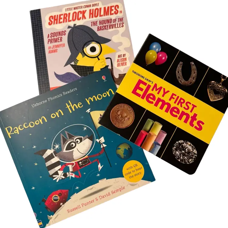 Cardboard Books & A Paperback Bundle (Sherlock, Elements & The Moon)