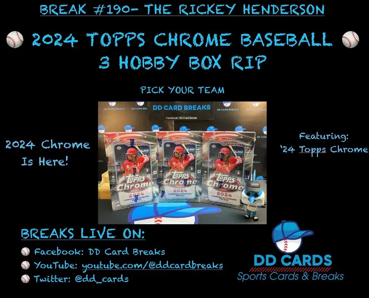 7/26- Rip #190- 2024 Topps Chrome (3) Hobby Box Rip