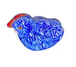 Art Glass Hen Figurine Paper Weight Unmarked 2.5” Tall
