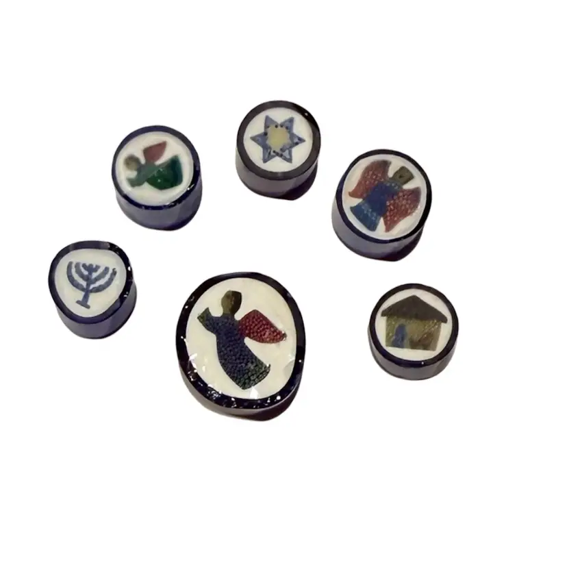 Paperweight Parts!  Whitefriars Murrine Canes / Holiday Christmas & Hanukah / 6 Individual Canes
