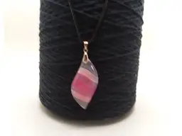 Corded Pink Plastic tear drop necklace