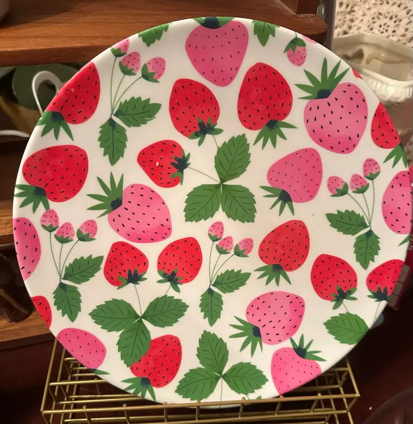 VINTAGE Strawberry Melamine Platter Serving Tray