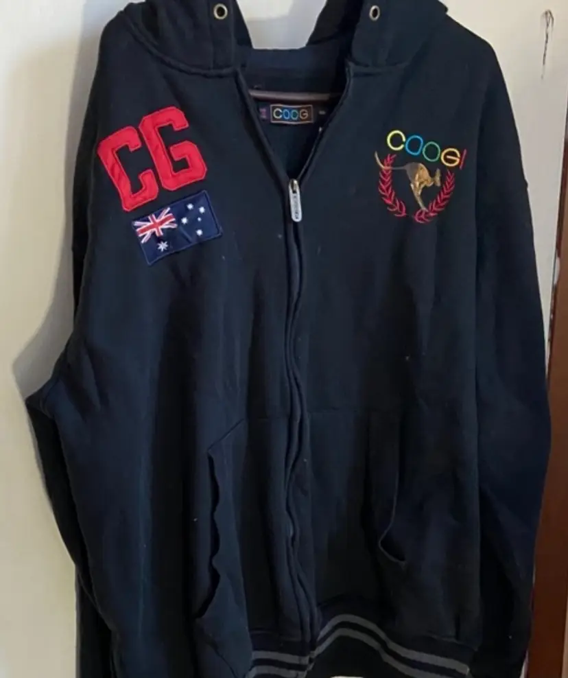 Coogi heavy duty Hoodie Men's 4XL Australia kangaroo black Y2K missing string