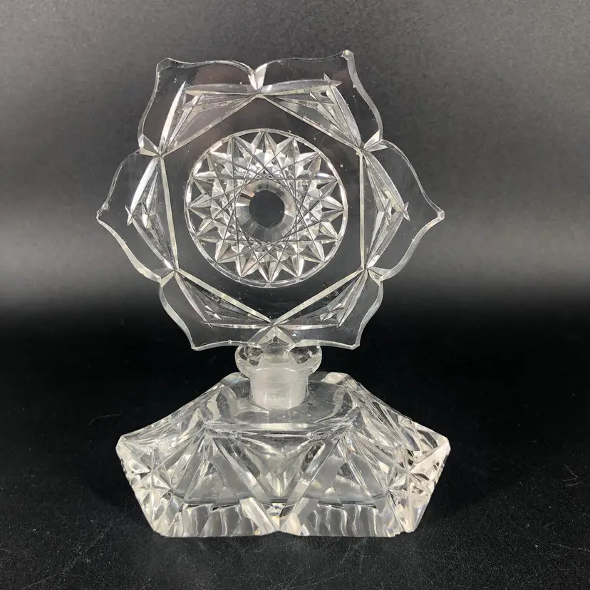 Vintage Hollywood Regency Cut Crystal Detailed Perfume Bottle