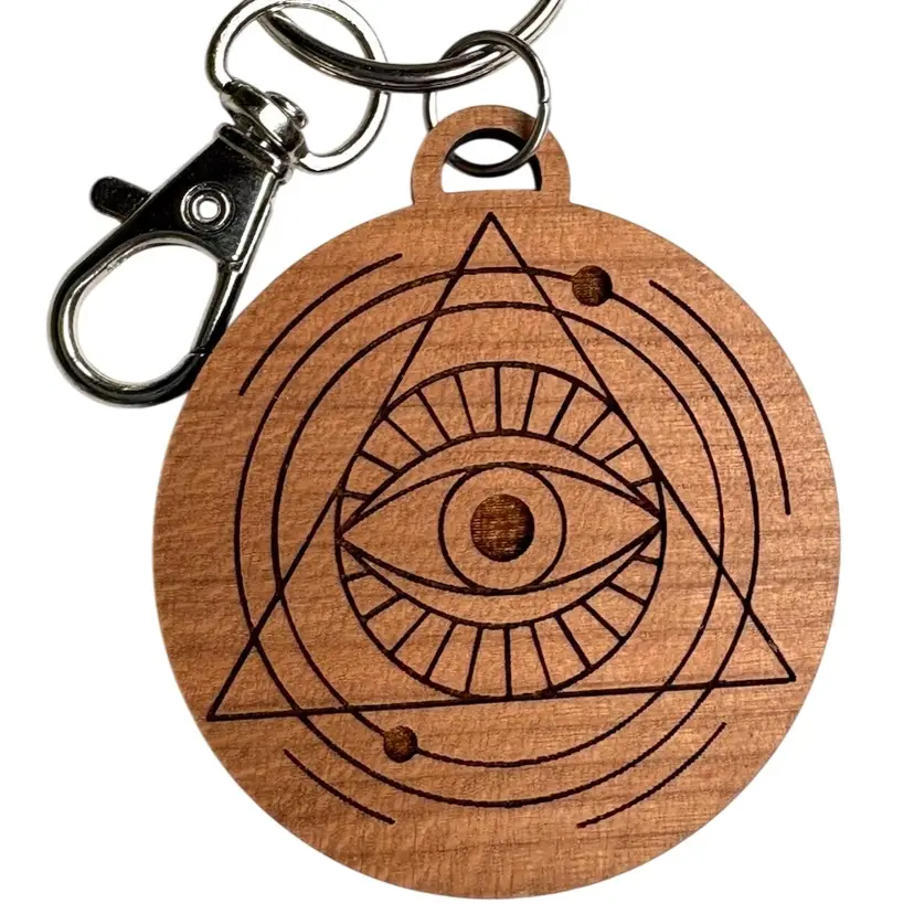 New Wooden Eye Engraved Keychain