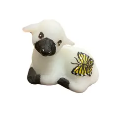 Fenton Opal Satin Lamb With Butterfly 3”x 2 3/4”