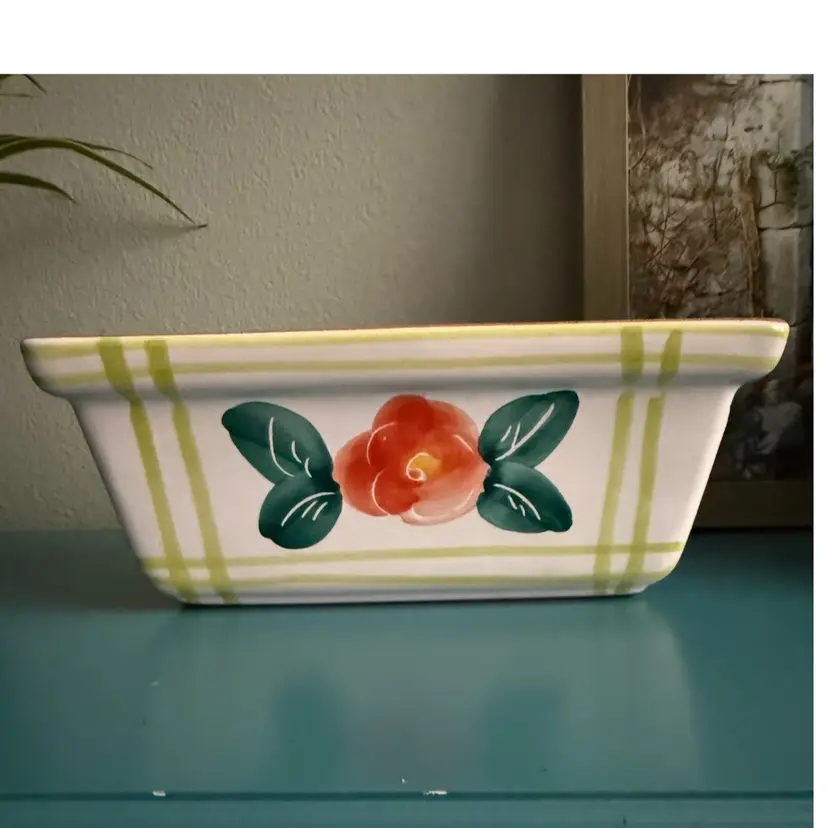 New England Pottery floral rectangular “window box" planter
