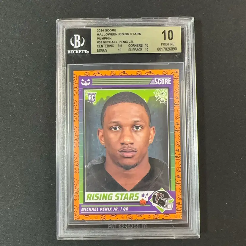 Michael Penix Jr. 2024 Score Halloween Rising Stars Pumpkin RC BGS 10 Atlanta Falcons