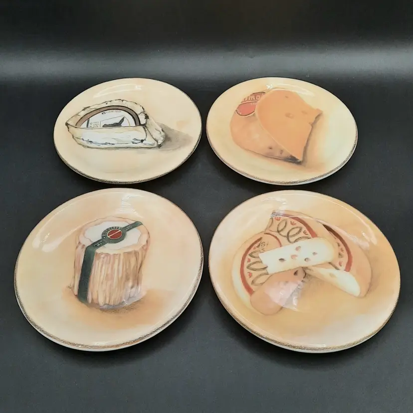 Williams Sonoma Cheese Appetizer Plates Set of 4 Different Designs Made in Italy