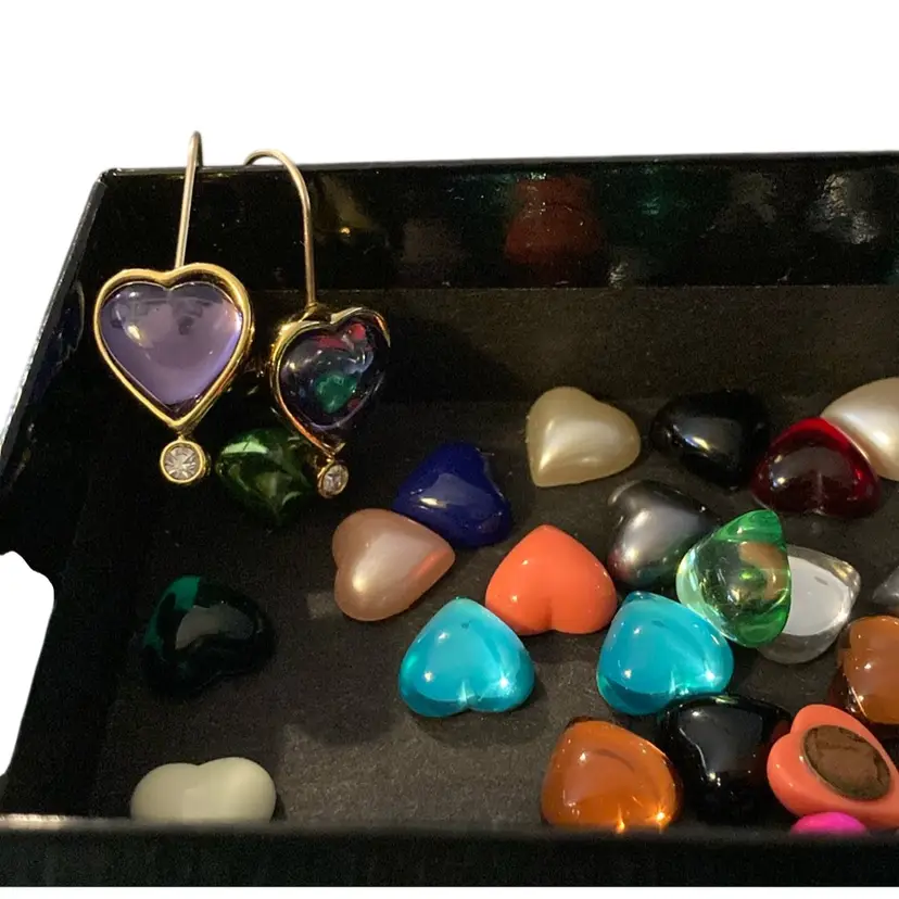 Joan Rivers Pierced Heart Earrings With Interchangeable Stones