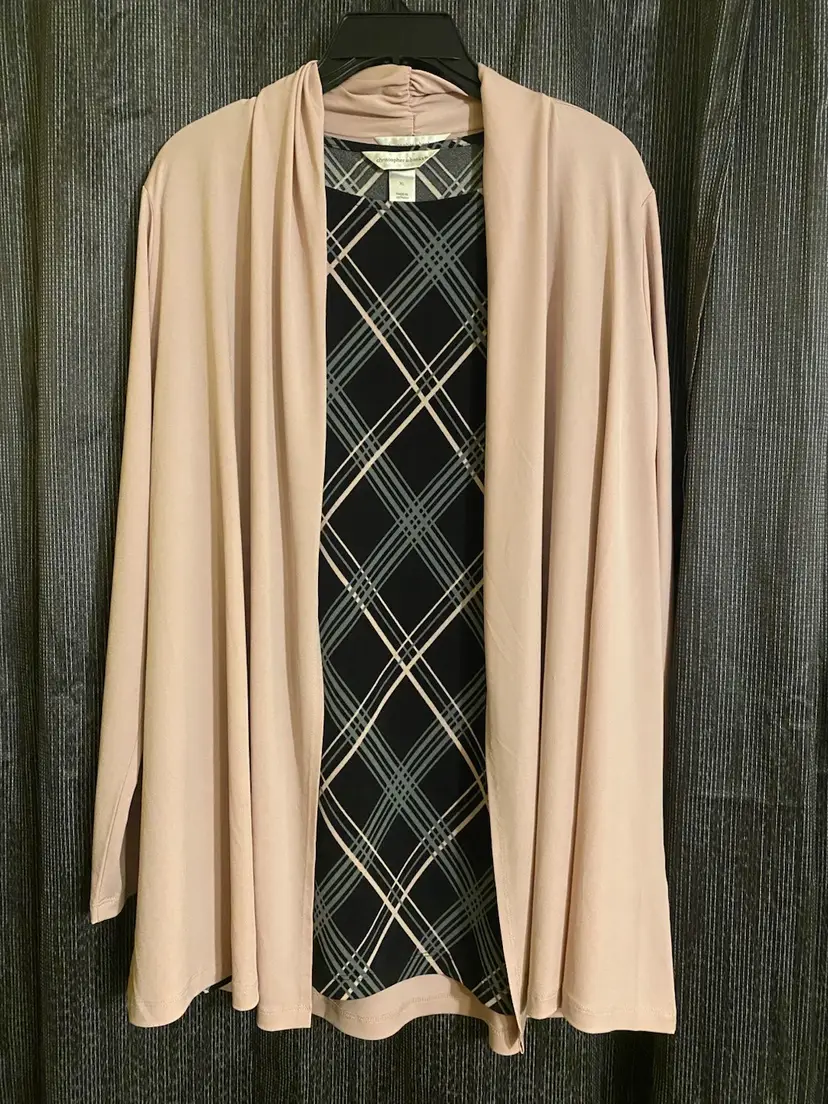 Christopher & Banks Women's Size L-XL Rose & Black Two-Piece Blouse Set - NWT