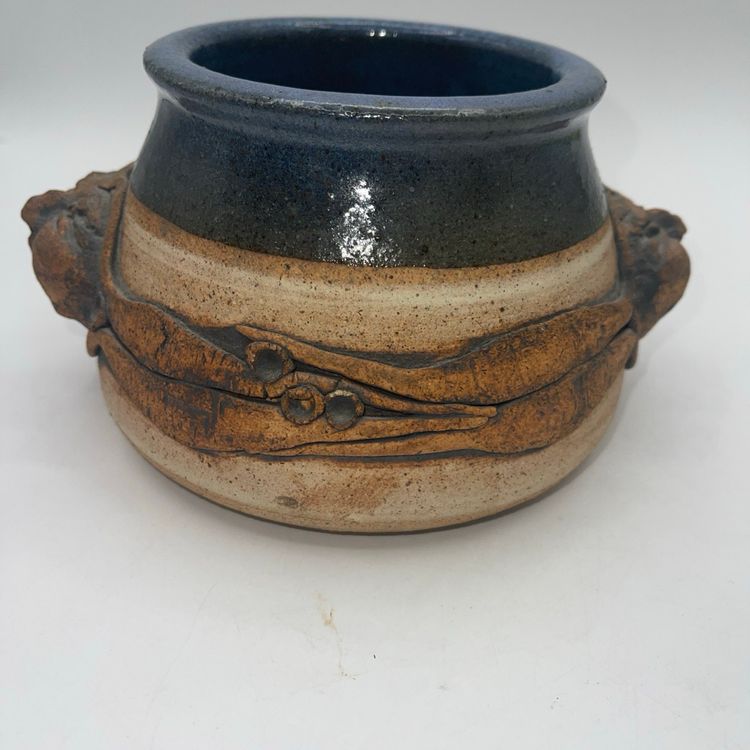 DON JOHNS Signed 3d Face POTTERY VASE/bowl Rare Design 4” X  7”