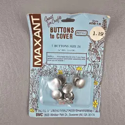 Vintage NOS Maxant Refill Kit Buttons To Cover Size 24 Total 7 Buttons 5/8" Dia Made In USA