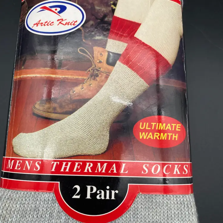 Artic Knit 2 Pairs of Mens Gray Thermal Socks - Shoe Size 7-12 - Sock Size 10-15