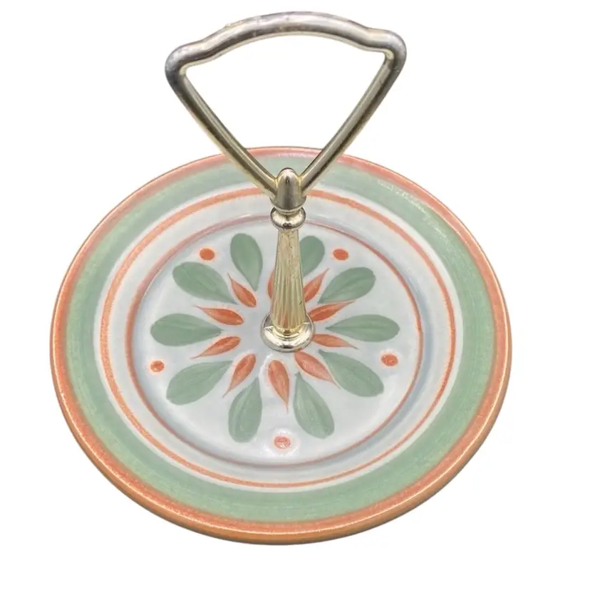 Vintage Stangl Stoneware, "Trinidad", Hand-Painted Round Serving Plate w/Handle