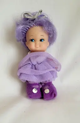 Vintage Doll Dressed In Purple - 5 in. Tall
