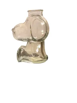 1960’s Snoopy Clear Glass Coin Piggy Bank Peanuts Snoopy United Feature Syndicate Vtg