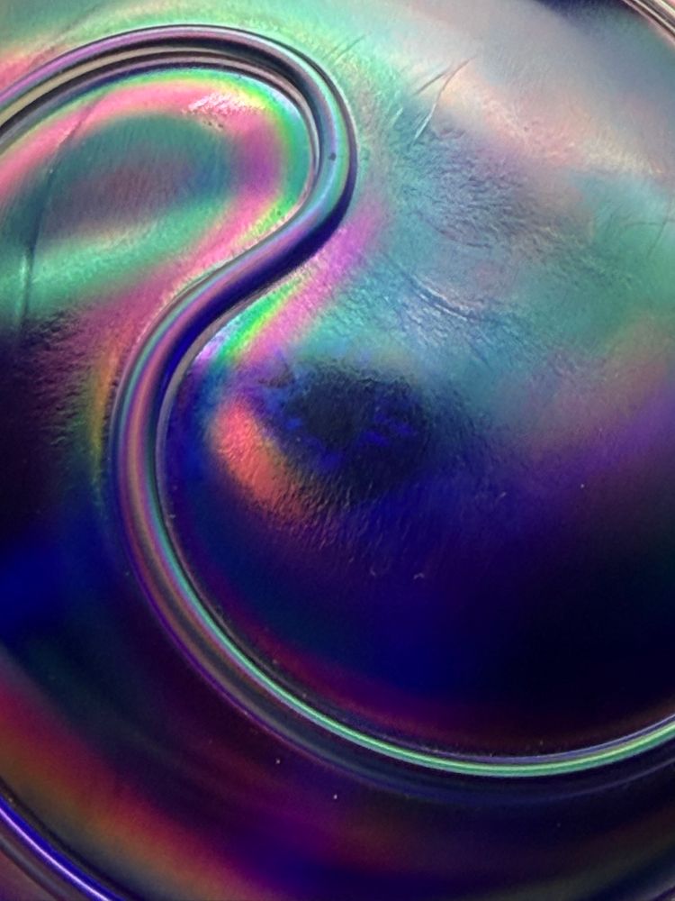 Anton Intaglio Extra Large Iridescent Swirl Art Glass Paperweight Signed