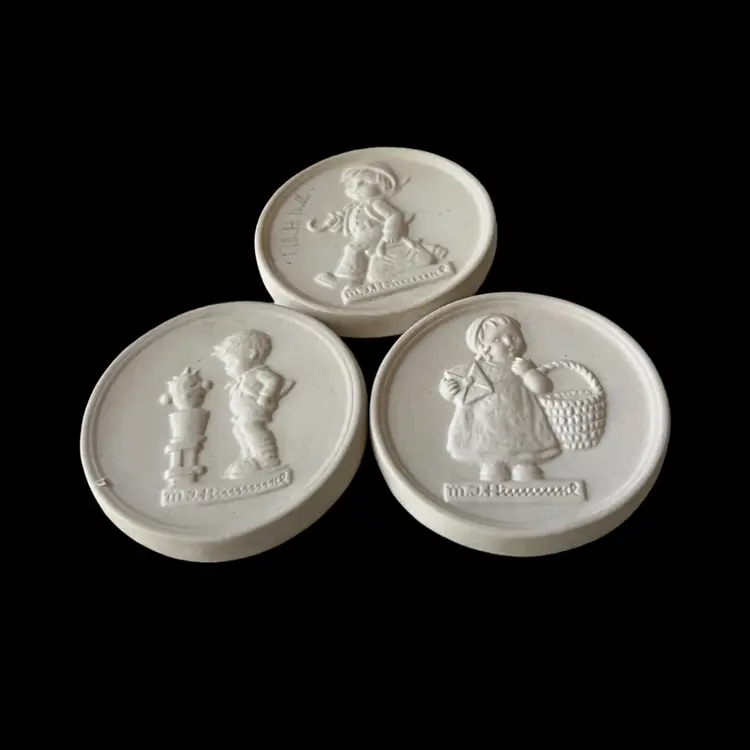 Hummel Festival Bisque Porcelain Annual ‘79,’80,’83  Decorative Pieces 3” Diameter